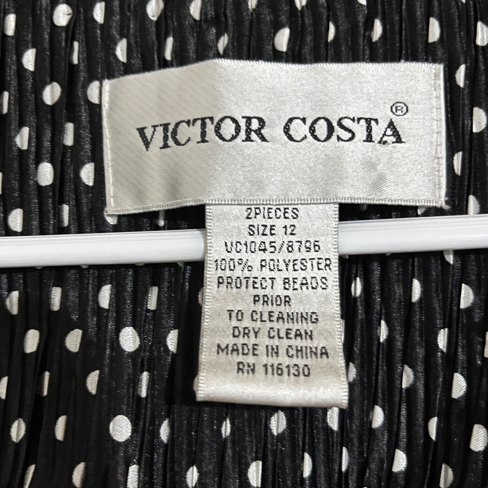 Vintage Victor Costa Women Black & White Polka Dot Tank & Beaded Jacket Sz-12 - Picture 4 of 9